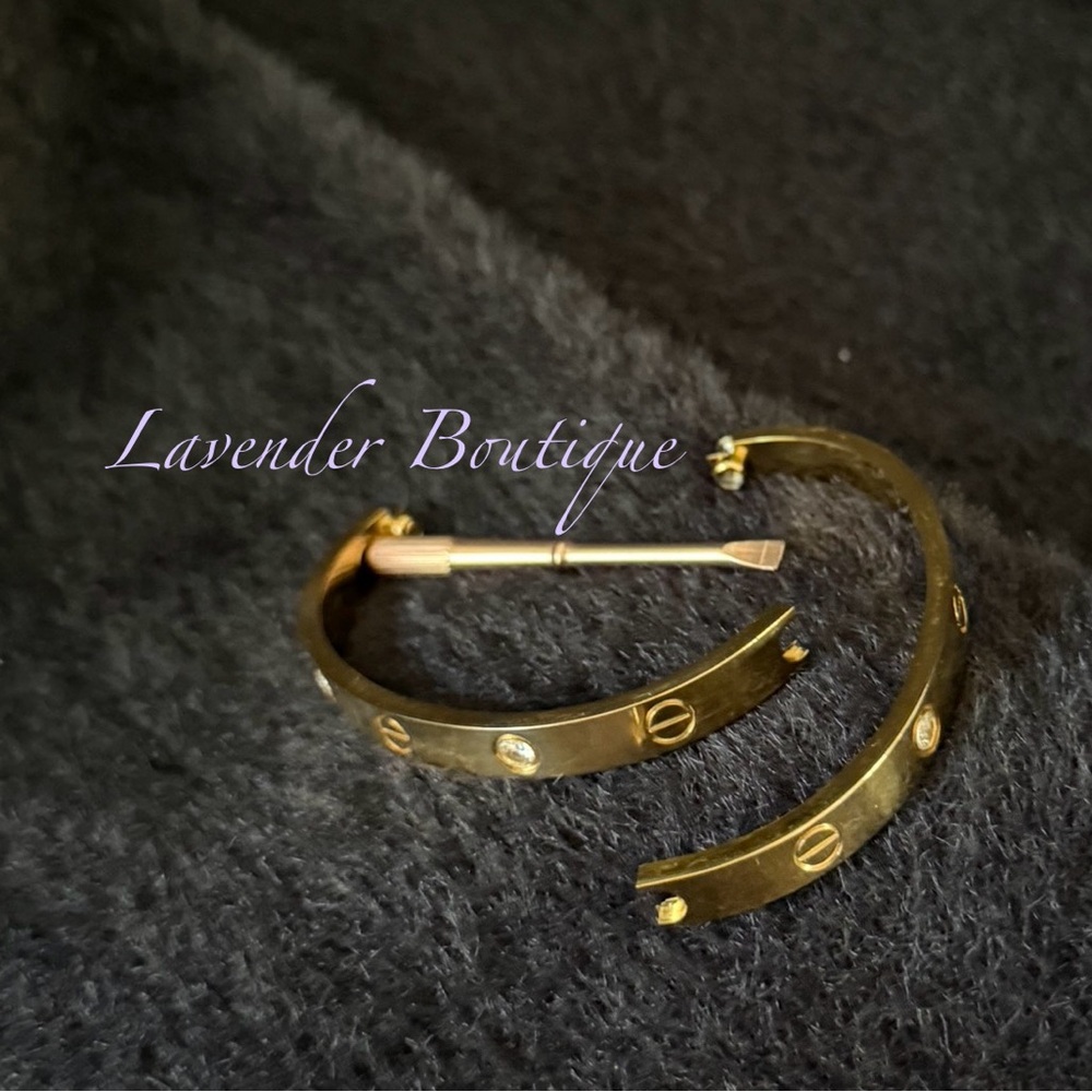 New Gold Plated Stainless Steel Screwdriver Love & Nail Un Clue Bangle Bracelet - Picture 7 of 9